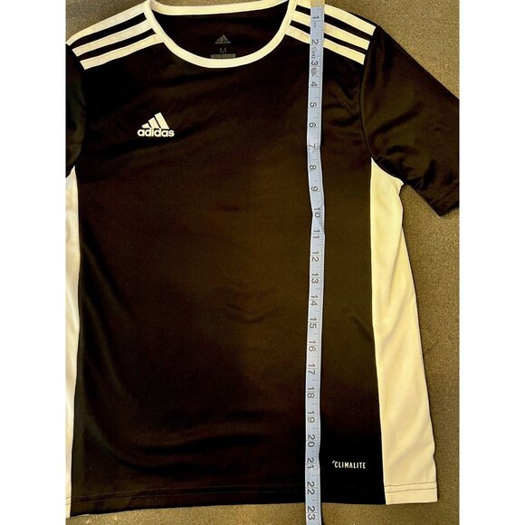 Adidas Top Girls Sz Medium Black Short Sleeve Pullover  Accent Stripes And‎ Logo - Picture 4 of 8